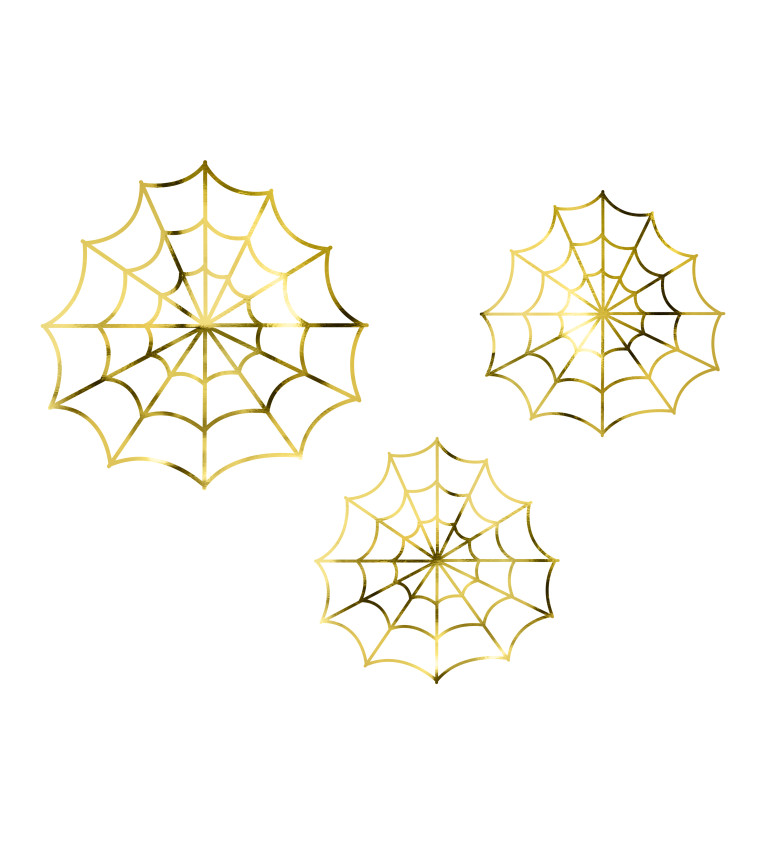 Dekorace - pavučina zlatá 3 ks