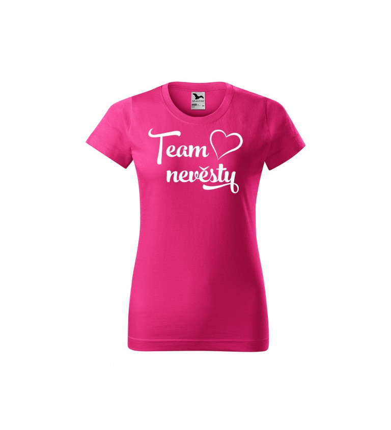 Růžové tričko Team nevěsty - srdce