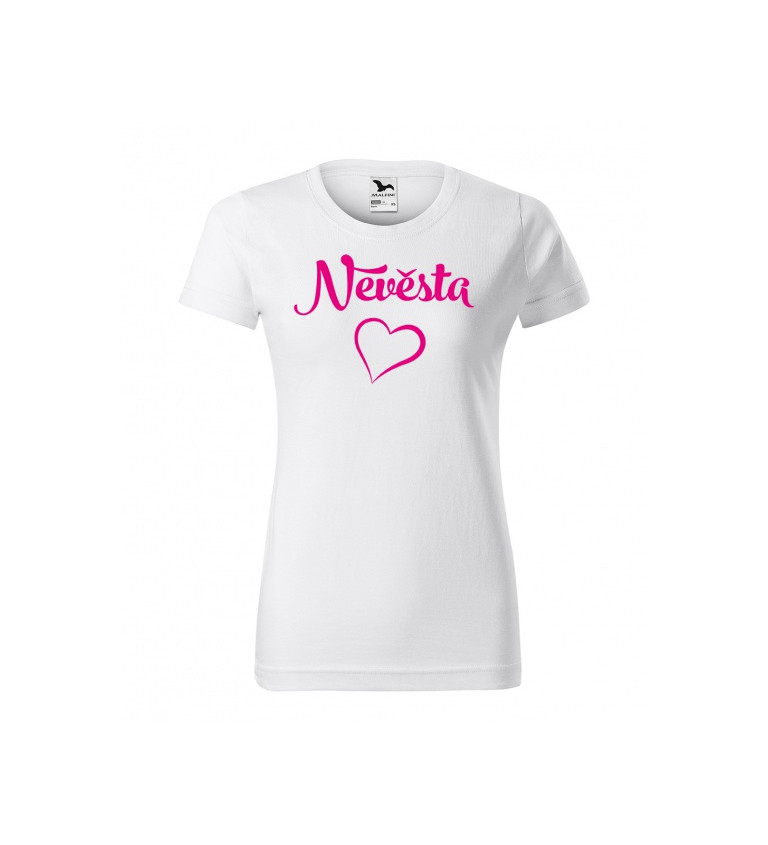 Bílé tričko s nápisem Nevěsta - srdce
