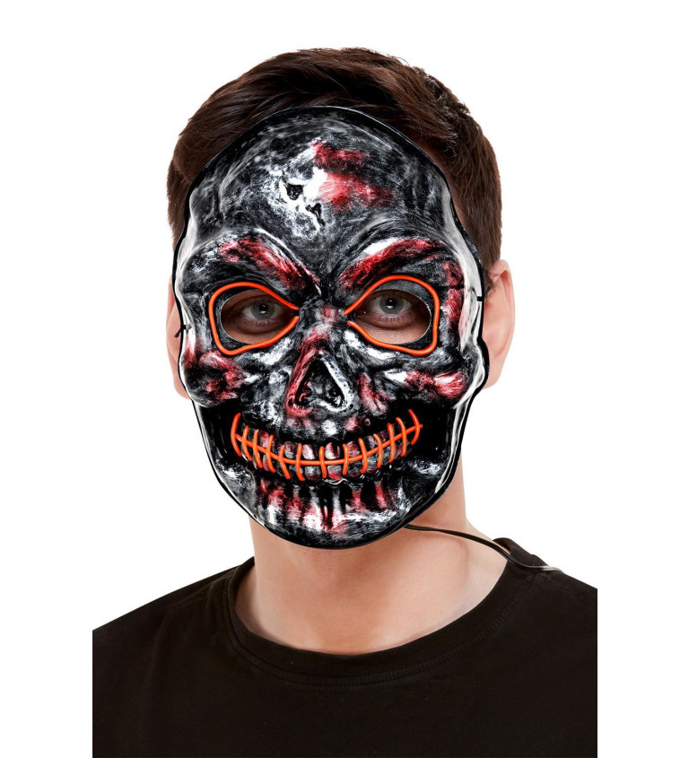 Maska Skeleton šedo-červená