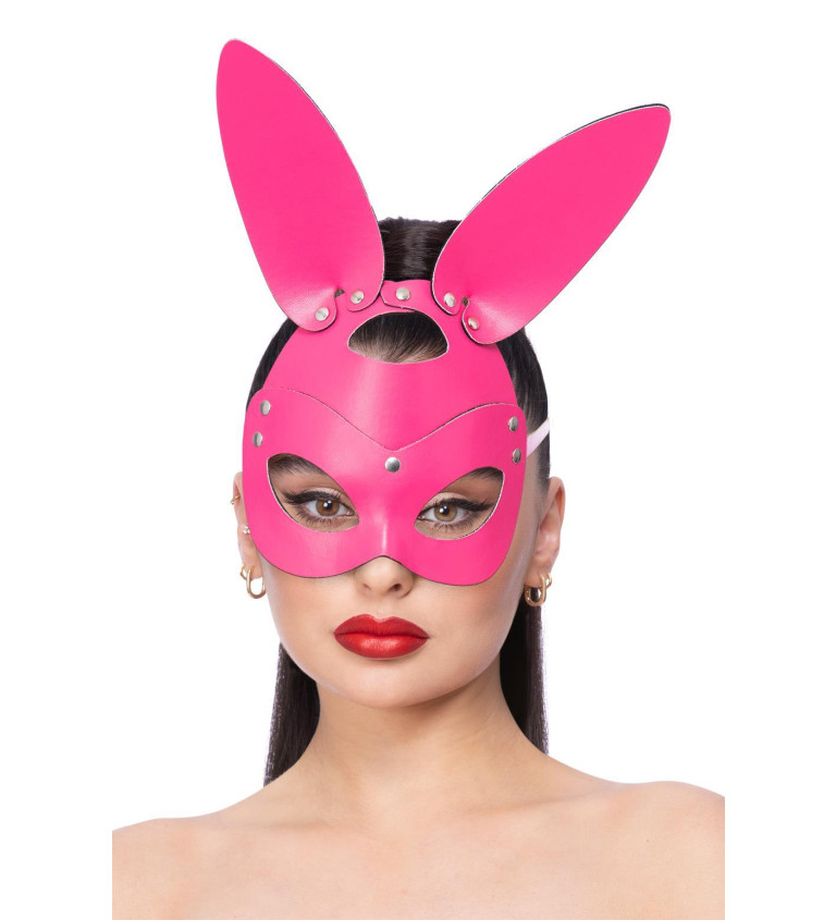 Růžová kožená maska králíka