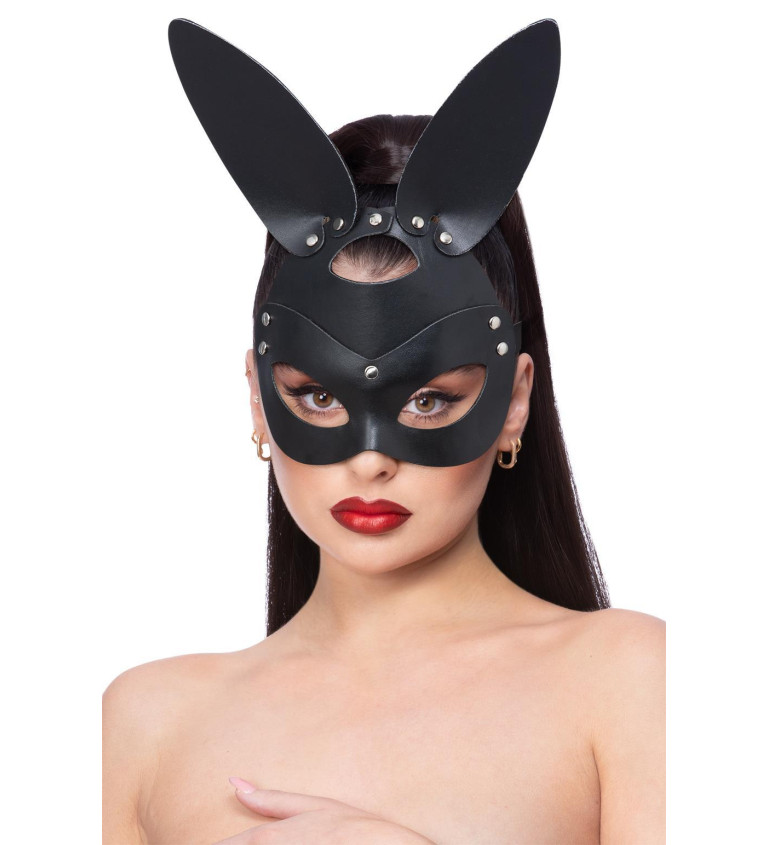 Černá kožená maska králík