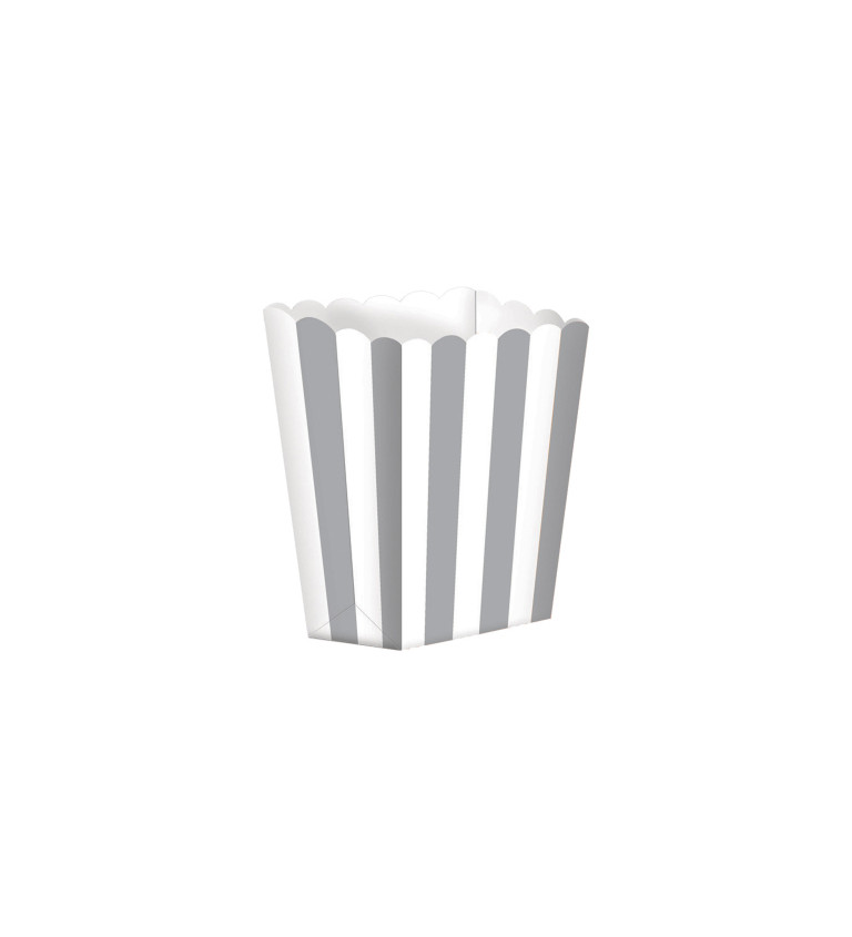 Papírový box na popcorn - bílo šedý