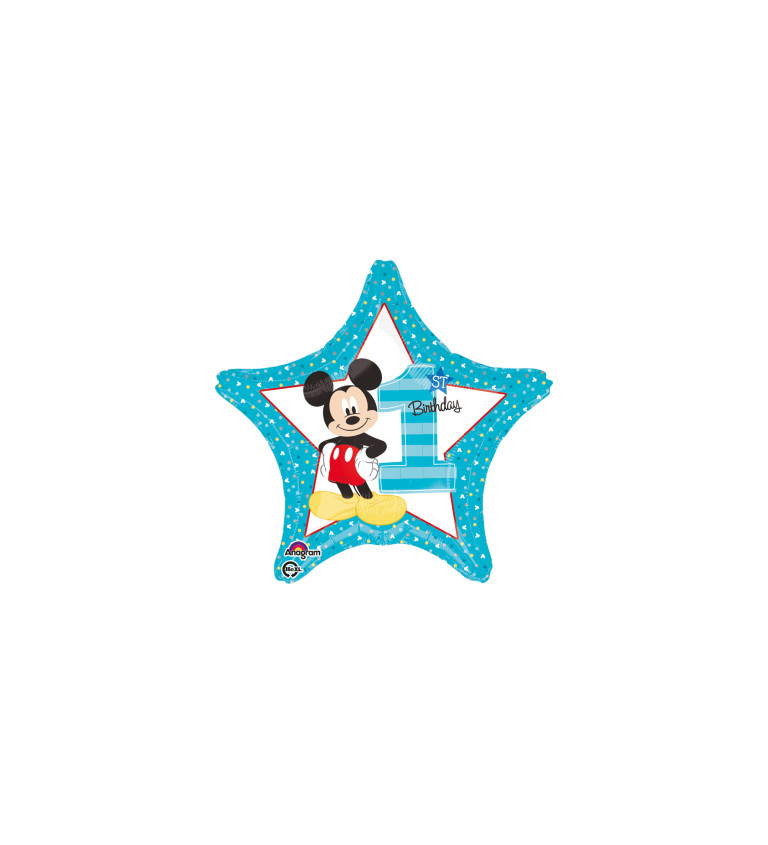 Balónek hvězda Mickey - 1st birthady