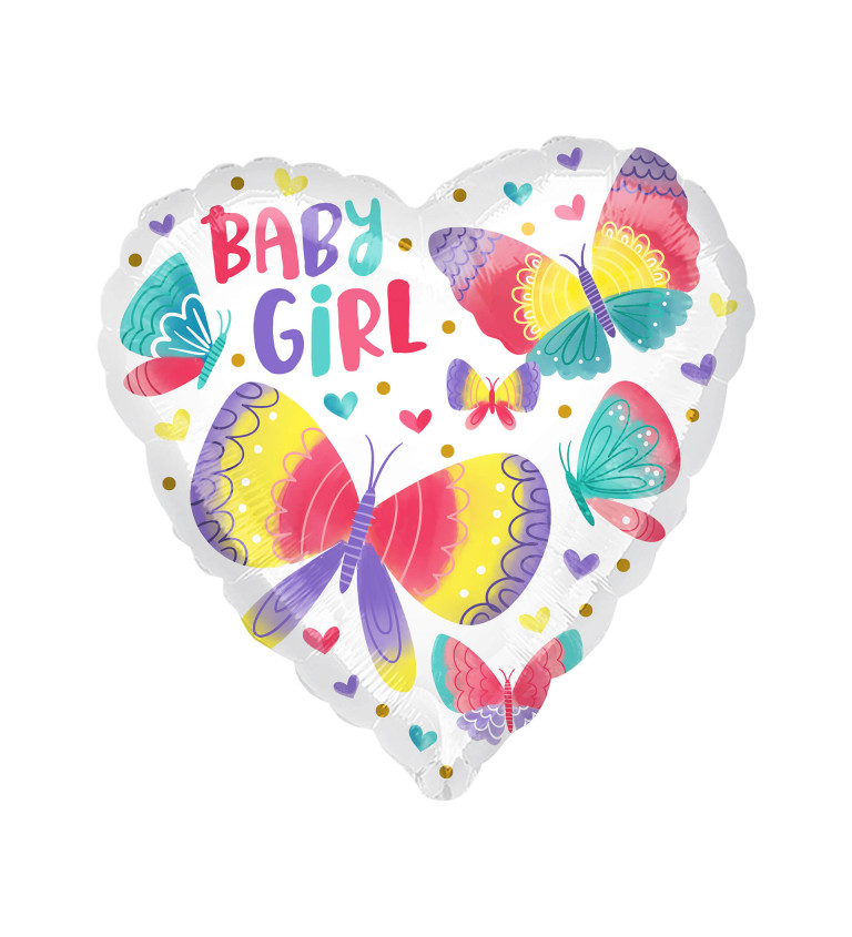 Fóliový balónek s motýli Baby Girl
