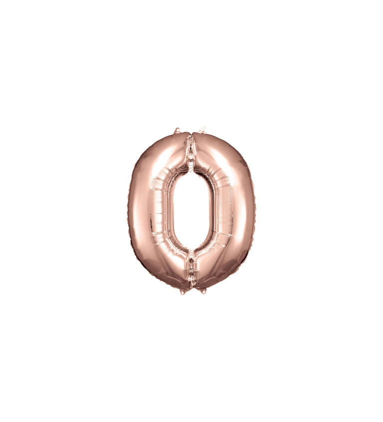 Fóliový balónek číslo 0 - Rosegold