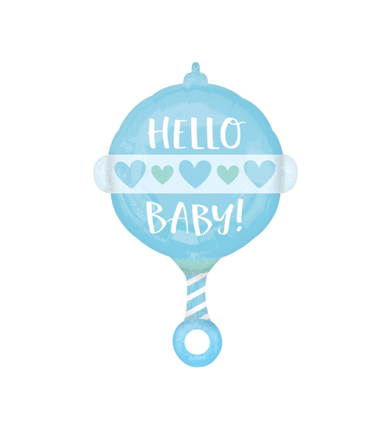 Hello baby modrý kulatý balónek