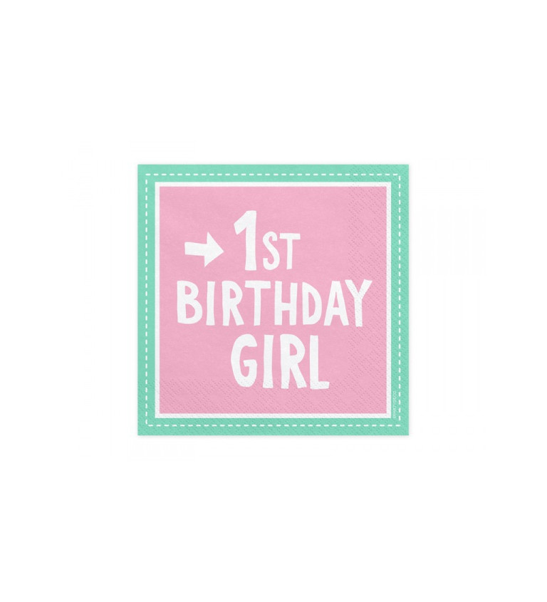 Růžové ubrousky - 1st Birthday Girl