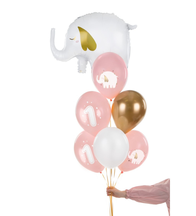 Světle růžové balónky 1. narozeniny
