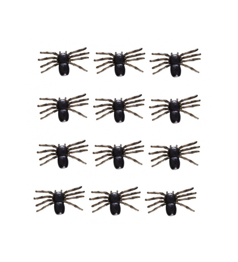 Sada černých plastových pavouků