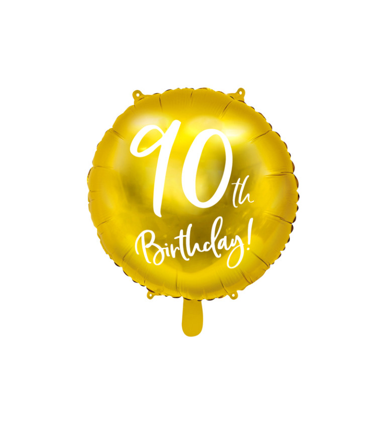 Fóliový zlatý balónek 90th birthday