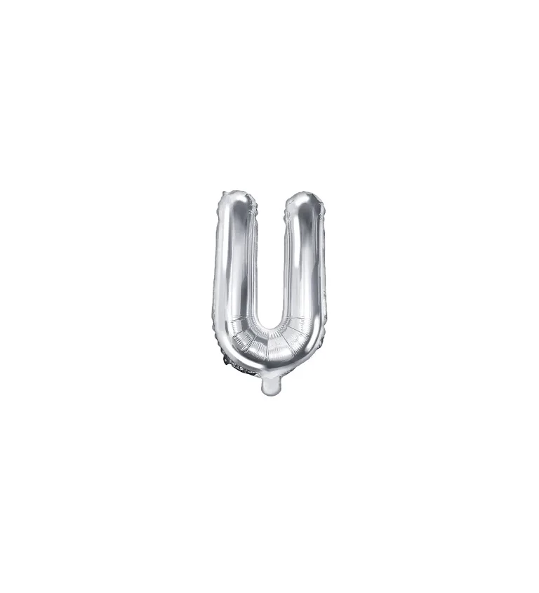 Stříbrný fóliový balónek "U" - malý