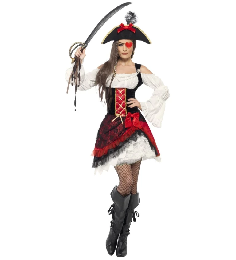 Kostým pro ženy - Pirátka červená glamorous