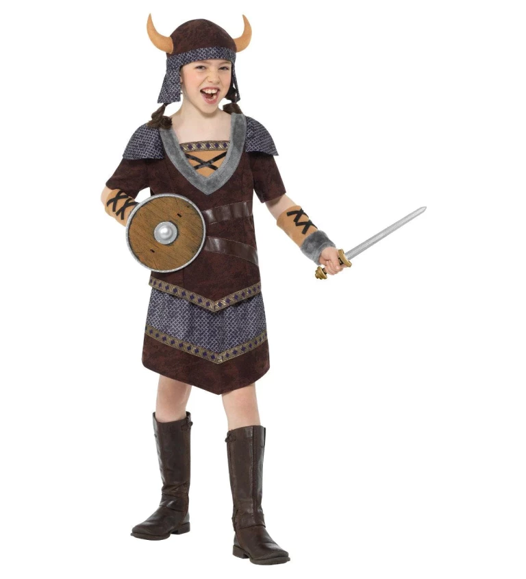 Dětský hnědý kostým - Vikingská slečna