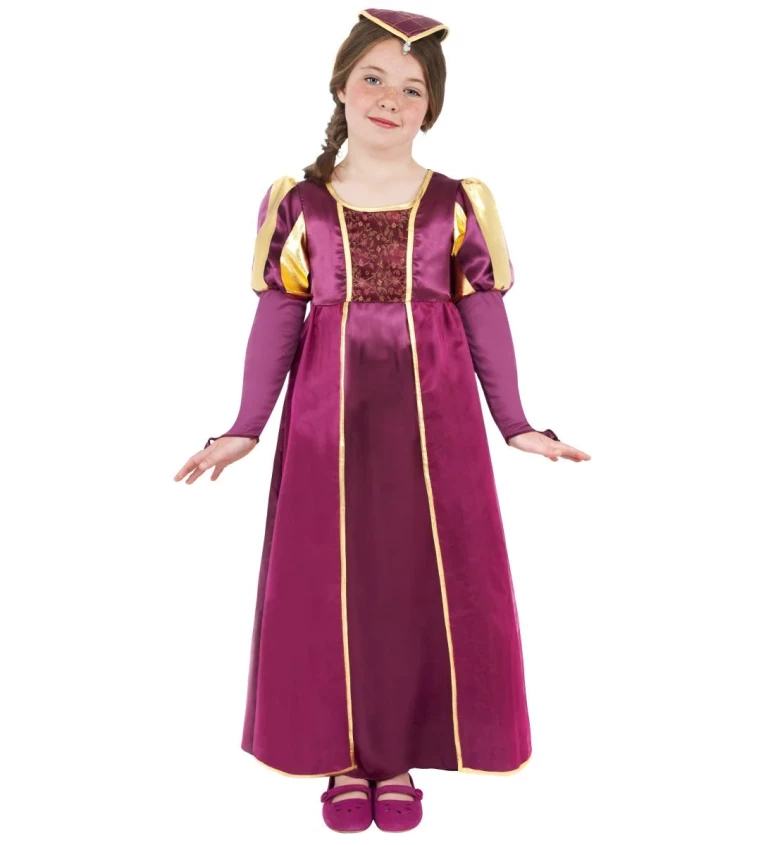 Dětský kostým pro dívky - princezna s tmavě růžovými šaty