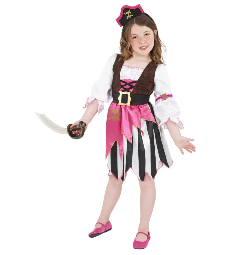 Dětský kostým pro dívky - Pirátka, růžová