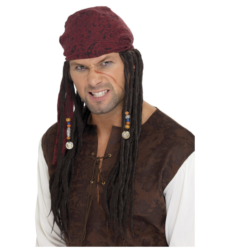 Šátek Pirát s dredy a korálky