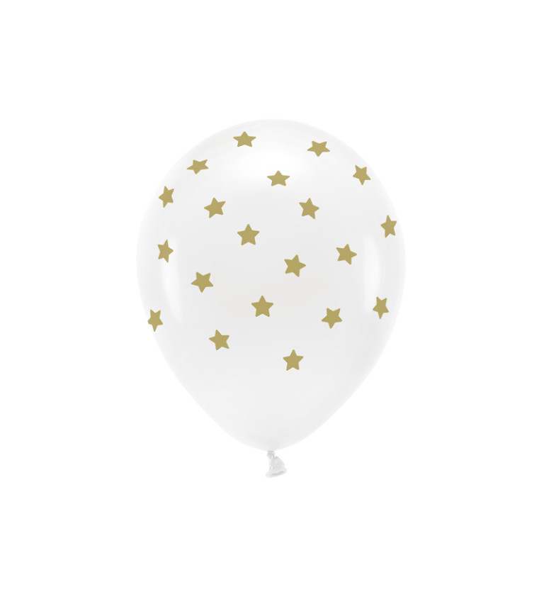Bílý balónek - zlaté hvězdy