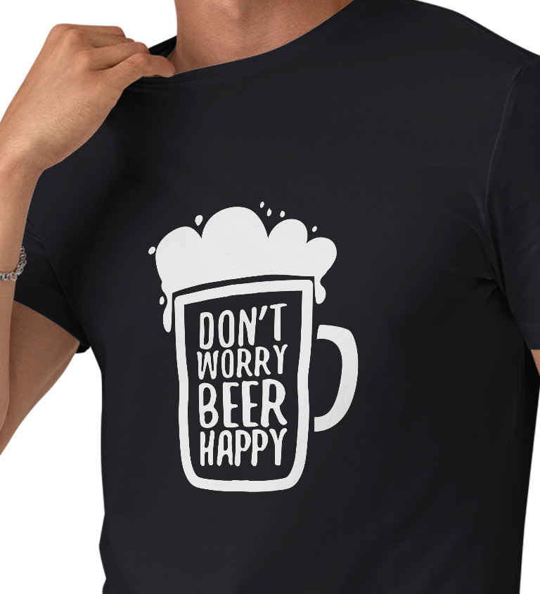 Pánské triko černé - Dont worry beer happy