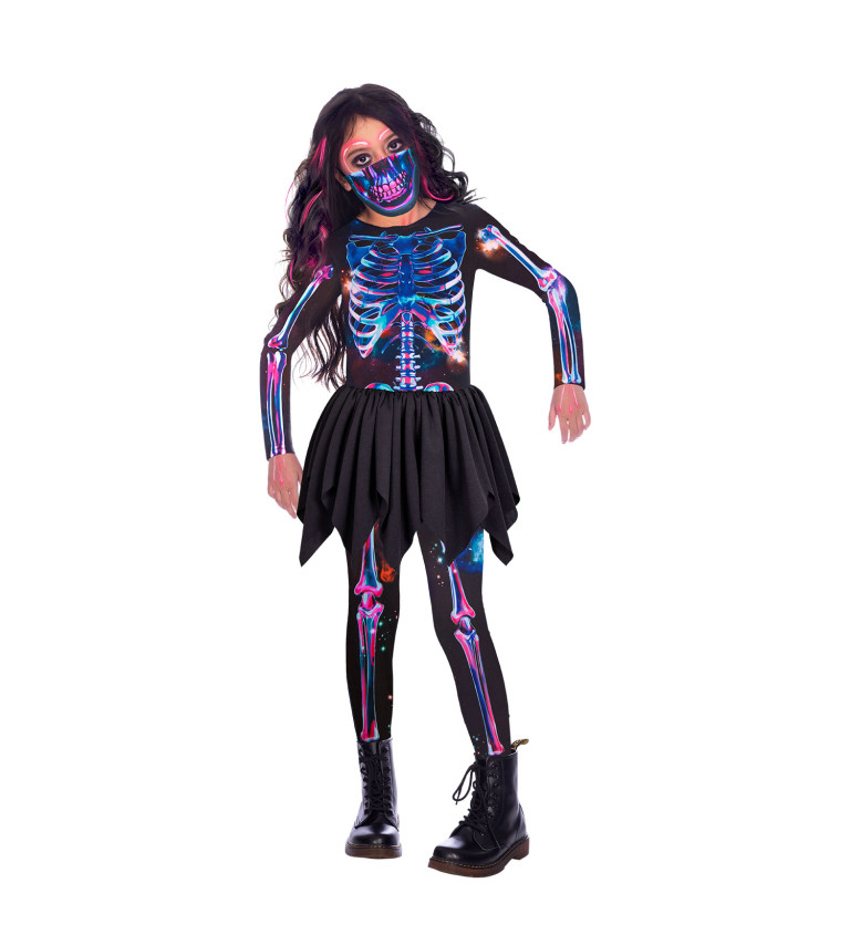 Neon skeleton - dívčí kostým