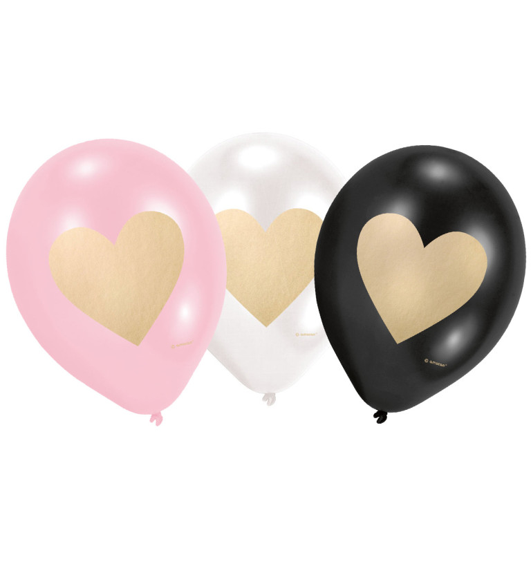 Mix balónků - zlaté srdce