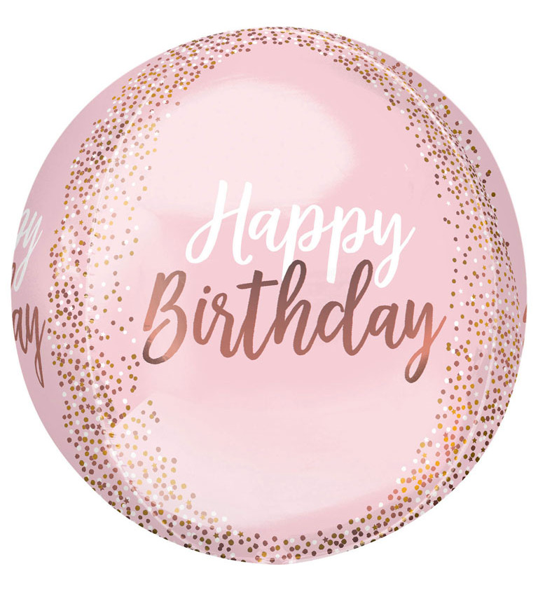 Růžový balónek happy birthday
