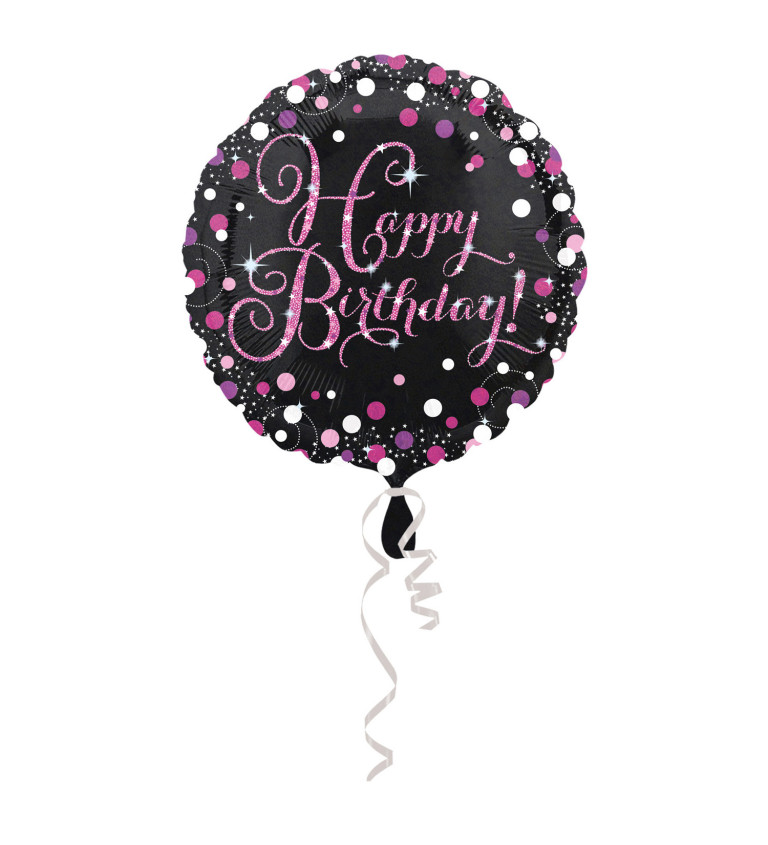 Černý balón Happy Birthday