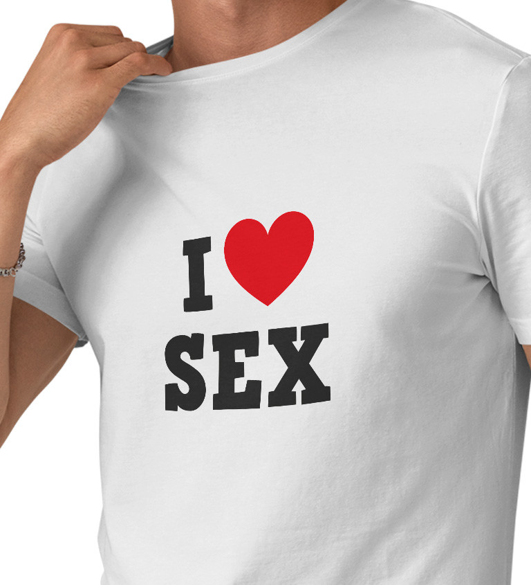 Pánské triko bílé I love sex