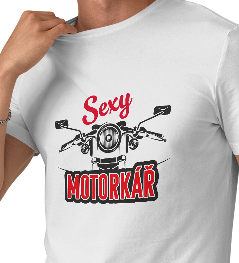 Pánské tričko bílé Sexy motorkář