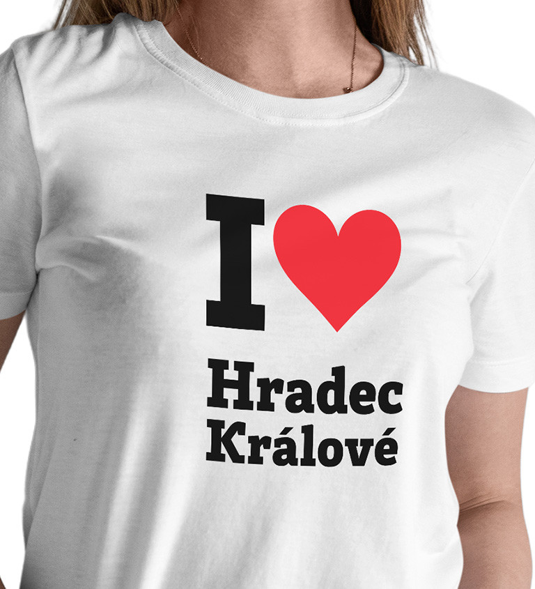 Dámské bílé triko I love Hradec Králové