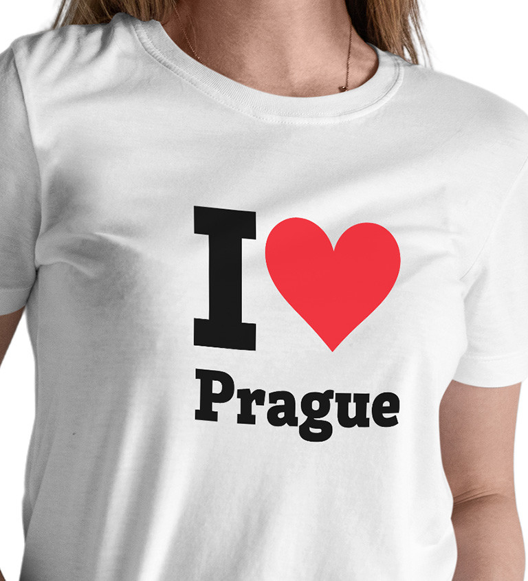 Dámské bílé triko I love Prague