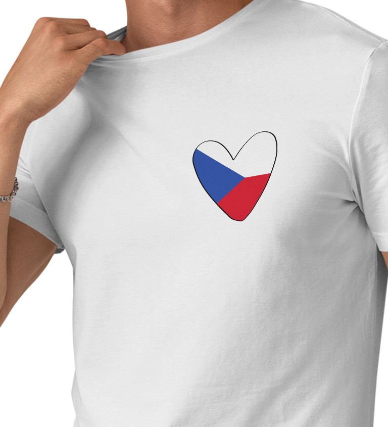 Pánské tričko bílé Srdce Česko