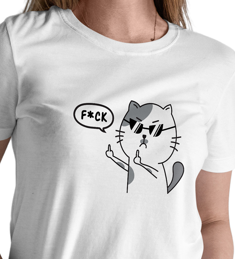 Dámské tričko bílé F*ck kočka