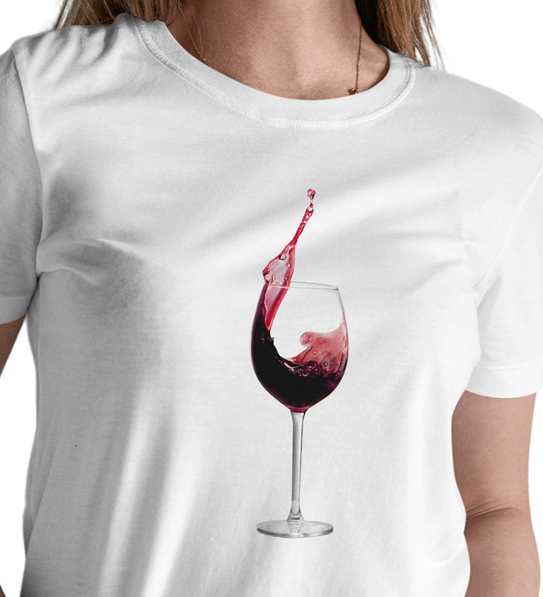 Dámské tričko bílé Sklenice vína