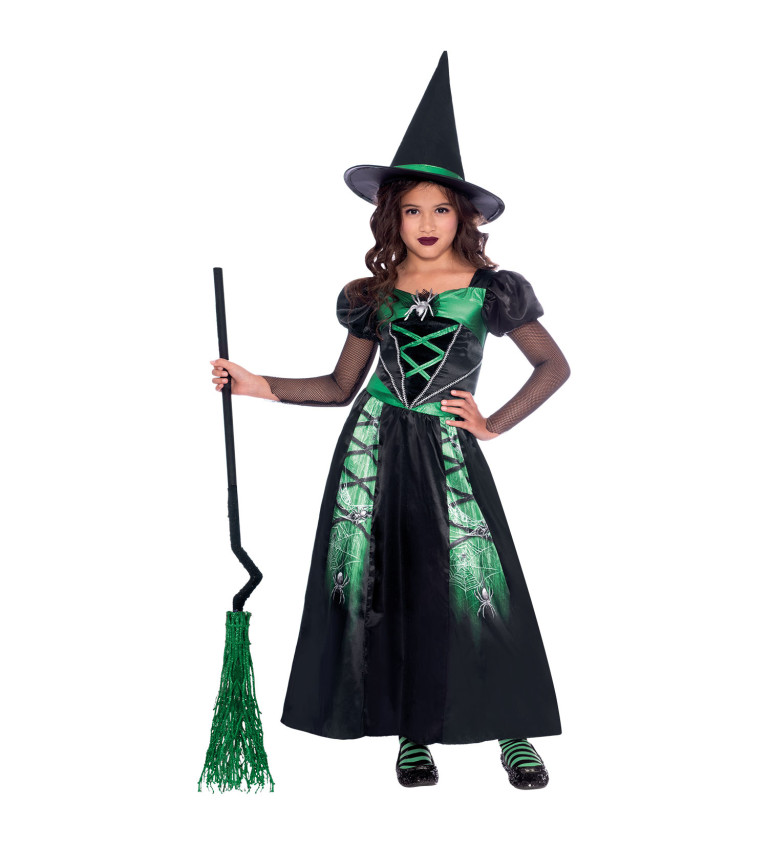 Čarodějnice zelená dívčí kostým