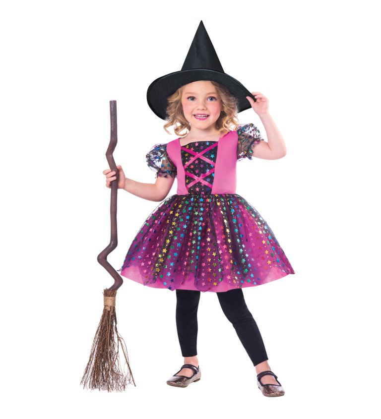 Čarodějnice růžová dívčí kostým