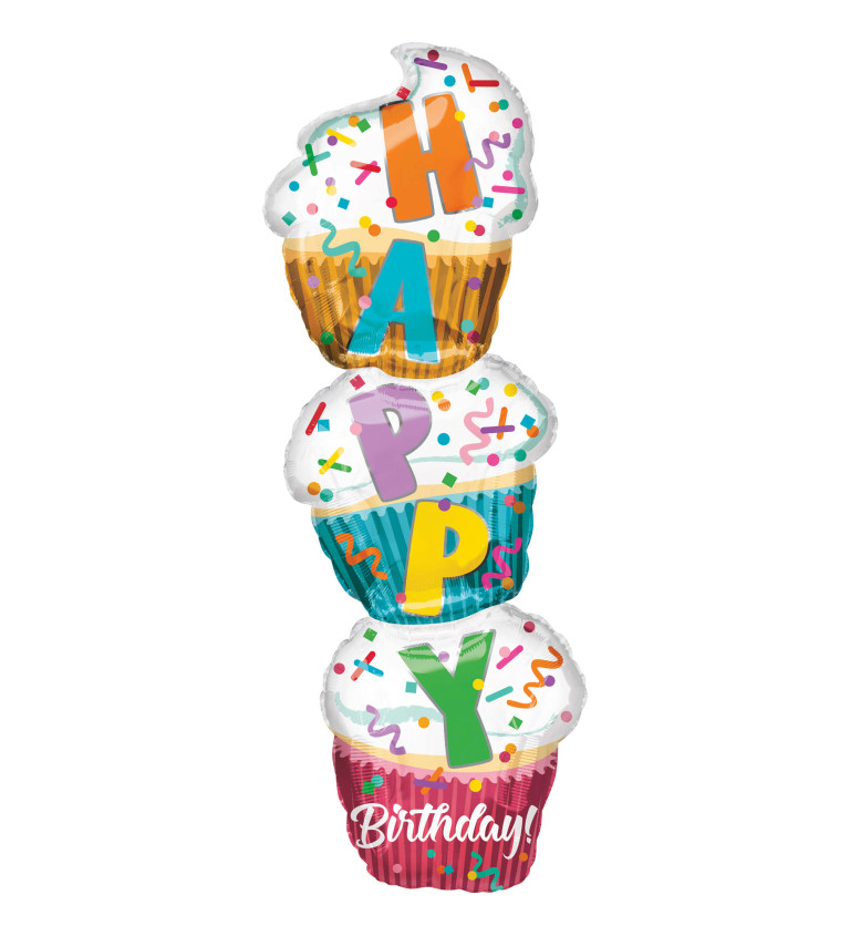 Cupcake happy birthday balóny