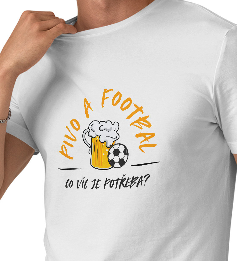 Pánské tričko bílé Pivo a fotbal