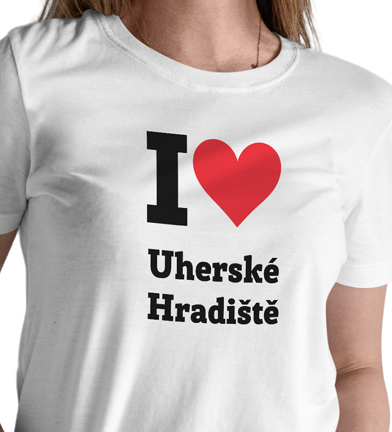 Dámské bílé triko I love Uherské Hradiště