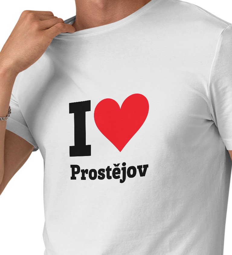 Pánské triko bílé I love Prostějov