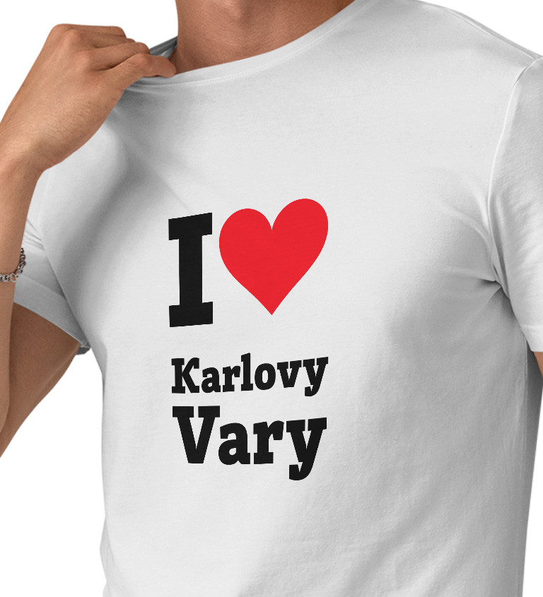 Pánské triko bílé I love Karlovy Vary