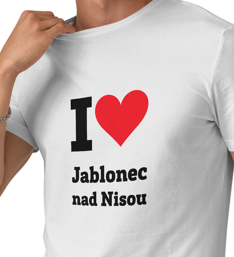 Pánské triko bílé I love Jablonec nad Nisou