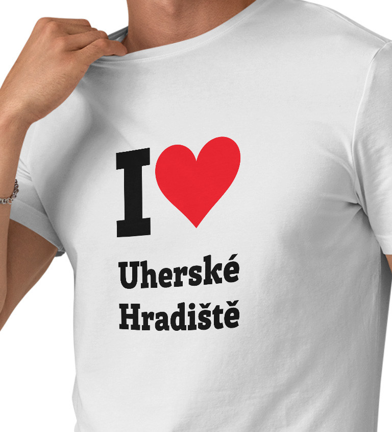 Pánské bílé triko I love Uherské Hradiště