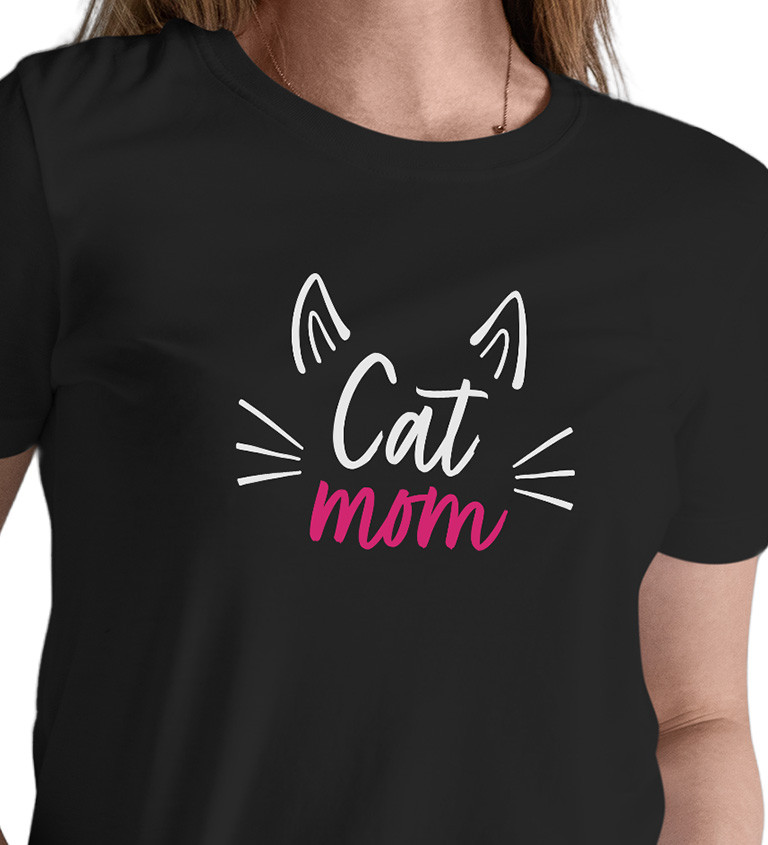 Dámské tričko černé Cat mom