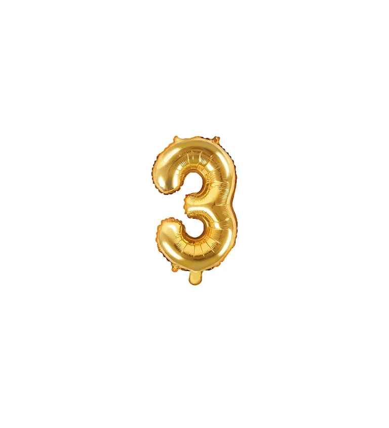 Malá číslice 3 - zlatý balónek