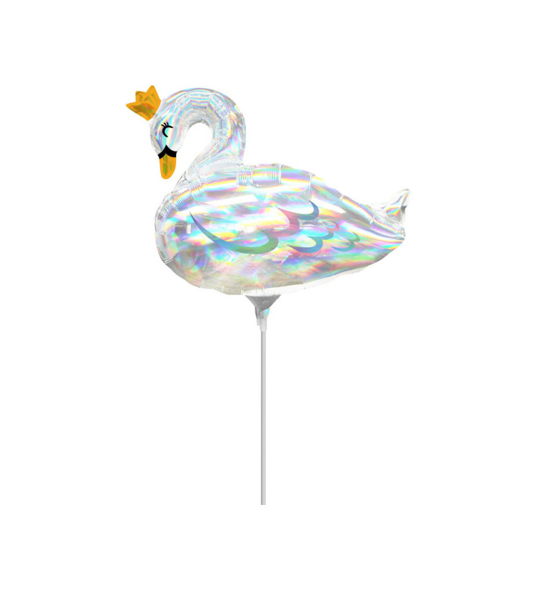 Holografická labuť - balón na tyčce
