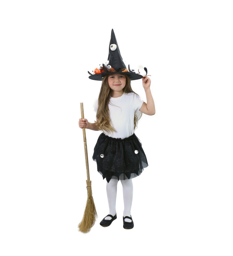 Dětský set čarodějnice - sukně a klobouk