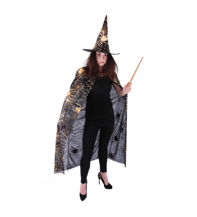 Dětský set čarodějnice - klobouk a plášť