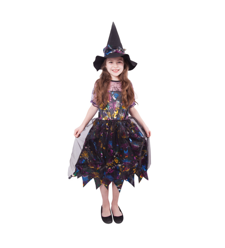Barevná čarodějka dívčí kostým