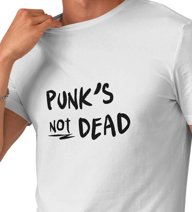Pánské tričko bílé Punks not dead